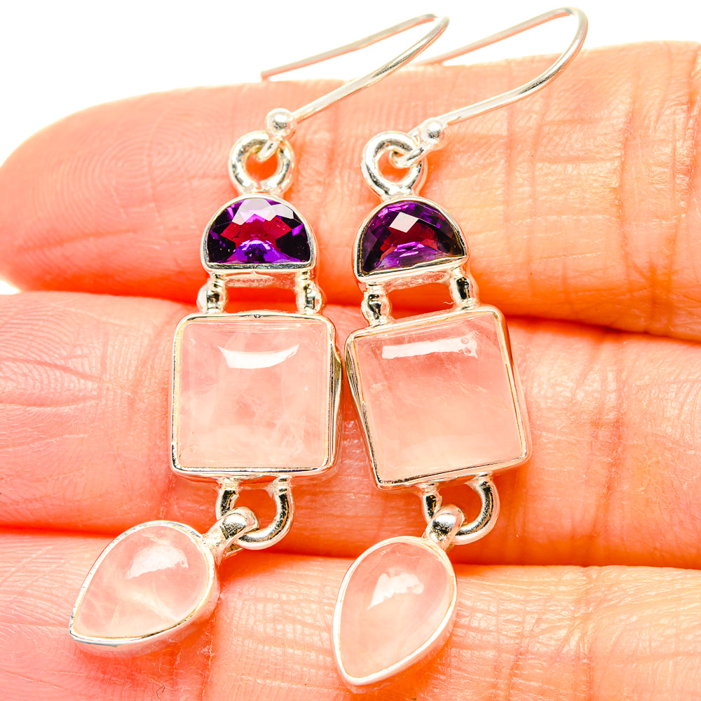 Rose Quartz Earrings handcrafted by Anasilvercos - EARR430550