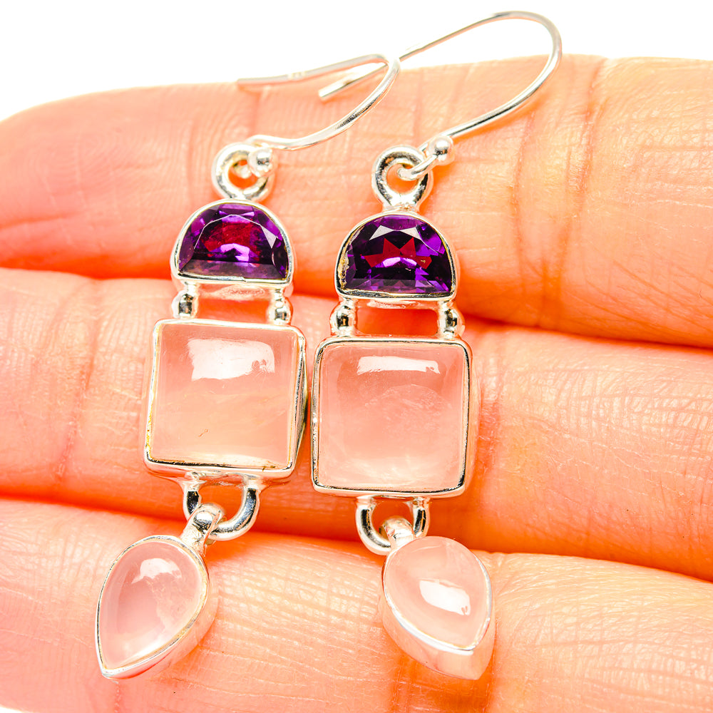 Rose Quartz Earrings handcrafted by Anasilvercos - EARR430554