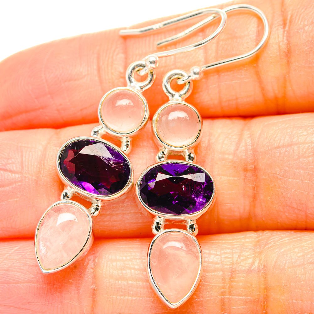 Rose Quartz Earrings handcrafted by Anasilvercos - EARR430555
