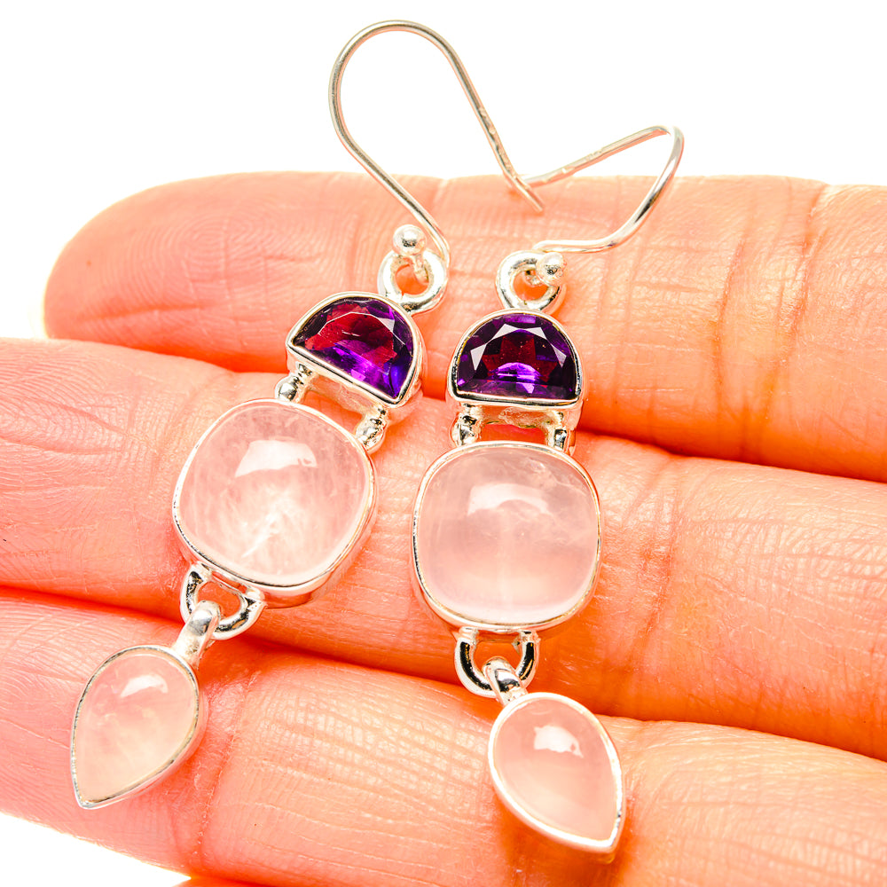 Rose Quartz Earrings handcrafted by Anasilvercos - EARR430557