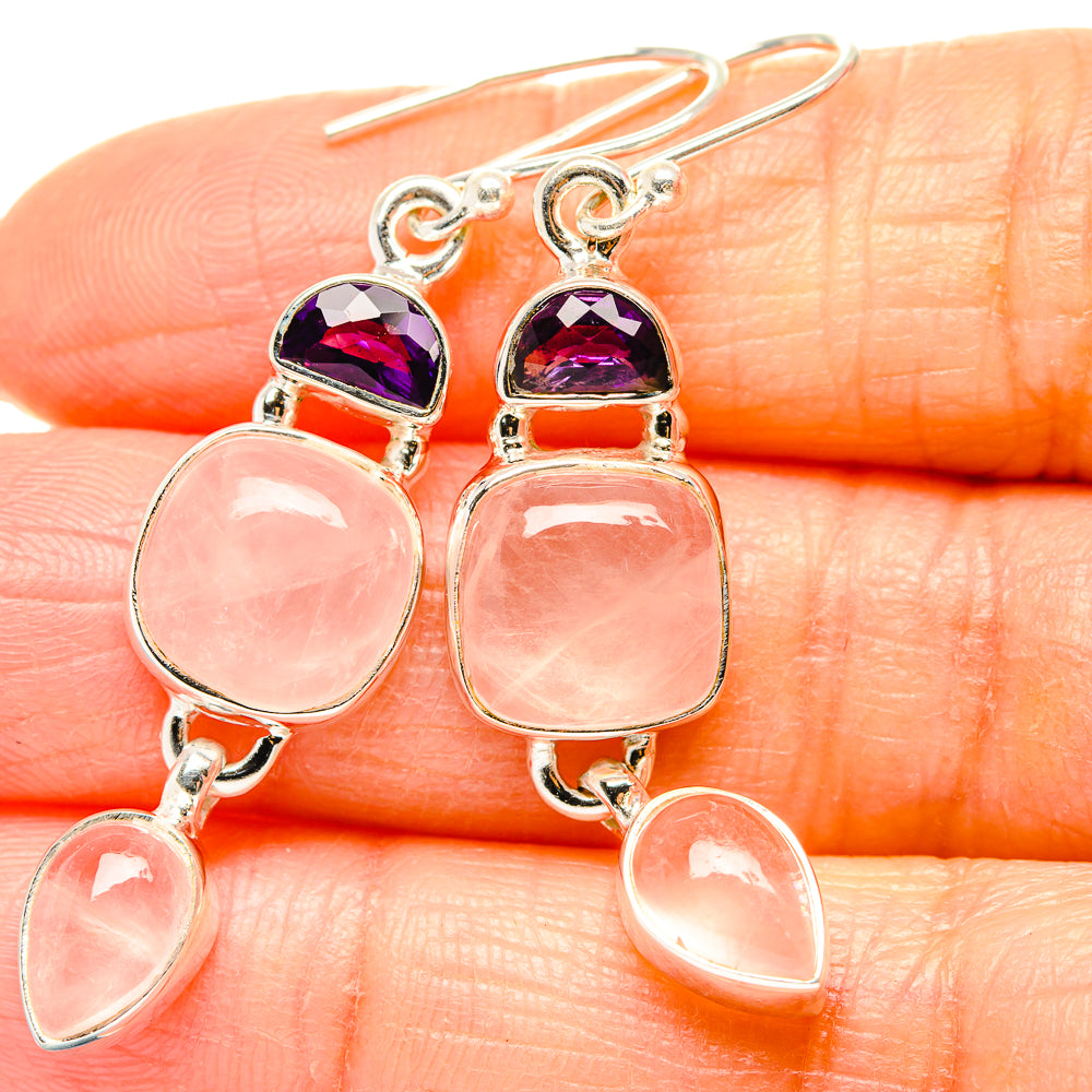 Rose Quartz Earrings handcrafted by Anasilvercos - EARR430573