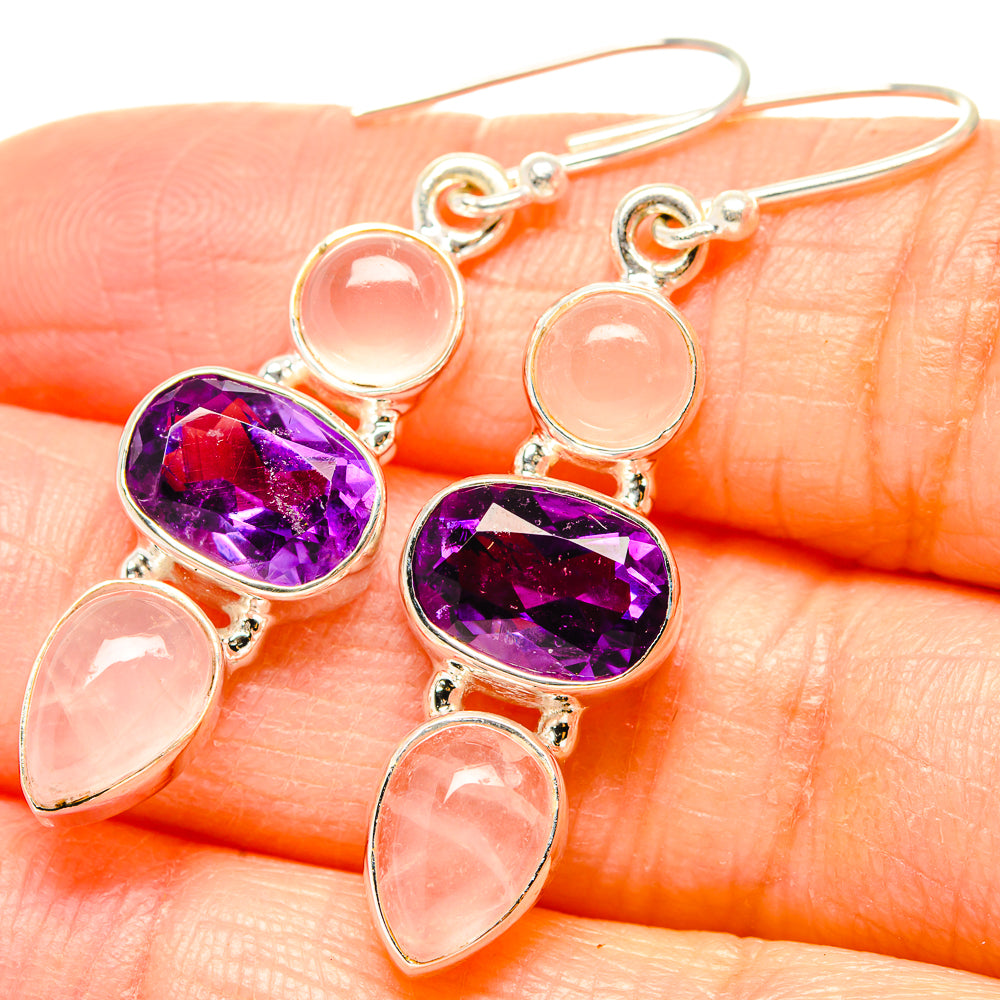 Rose Quartz Earrings handcrafted by Anasilvercos - EARR430575