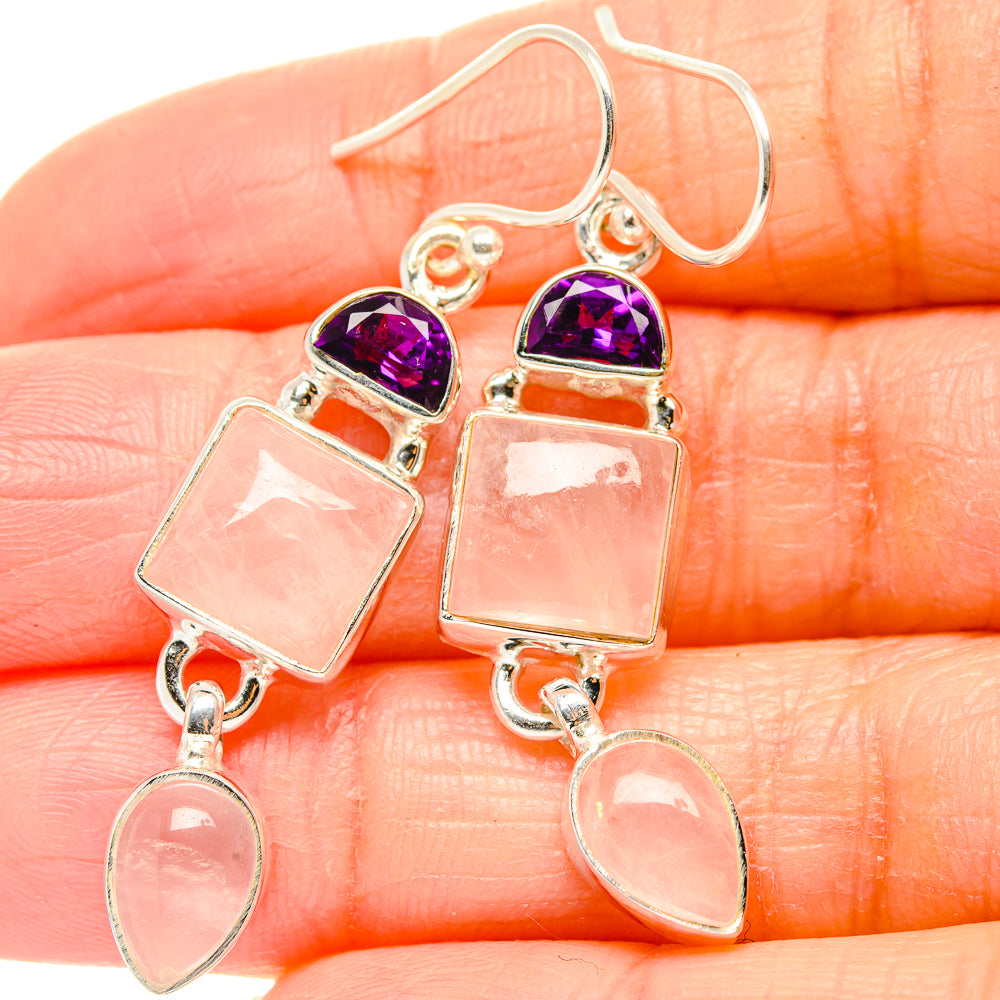 Rose Quartz Earrings handcrafted by Anasilvercos - EARR430583