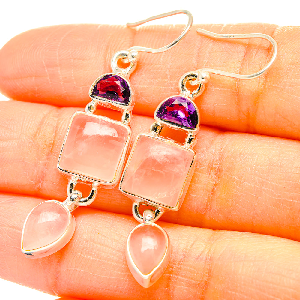 Rose Quartz Earrings handcrafted by Anasilvercos - EARR430584
