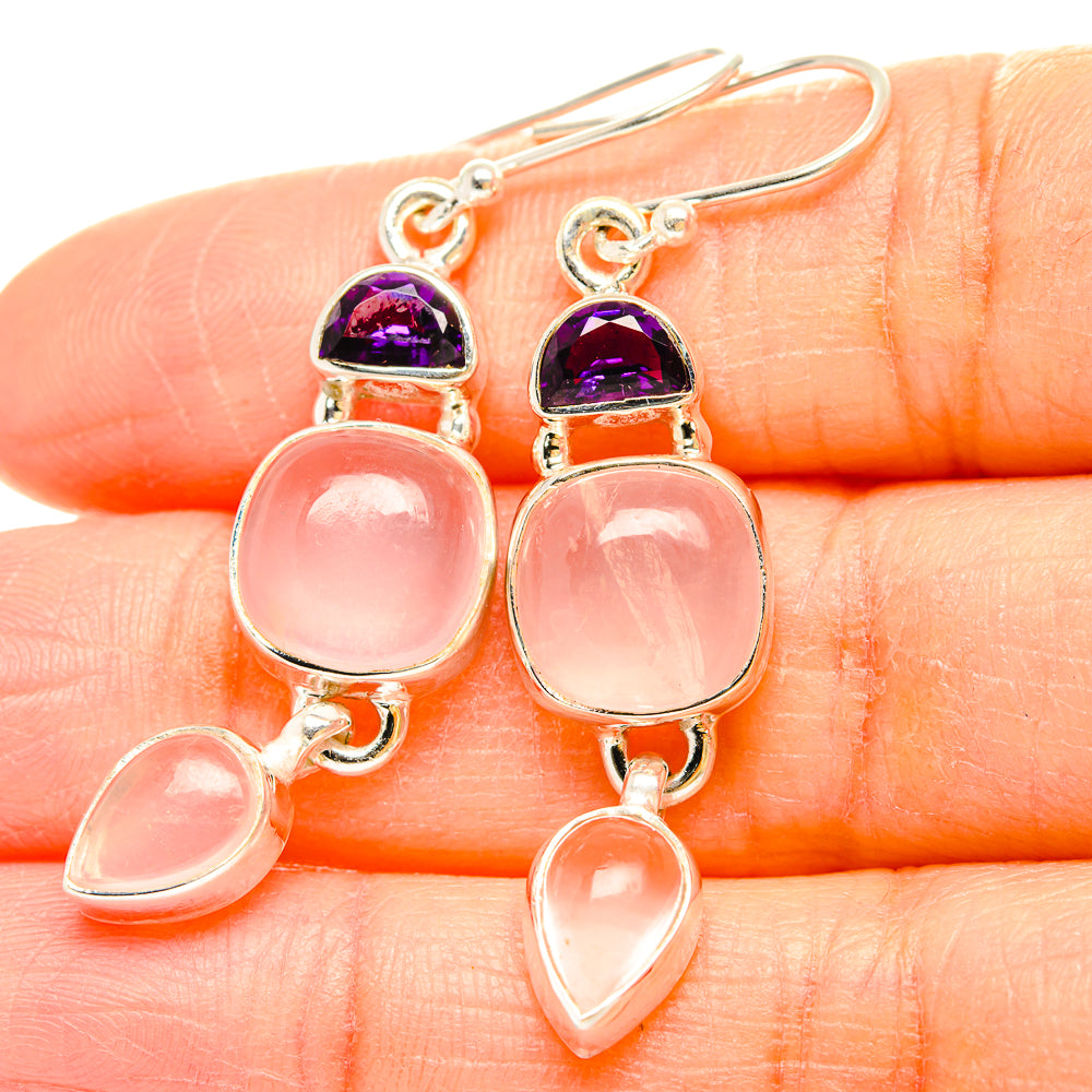 Rose Quartz Earrings handcrafted by Anasilvercos - EARR430586