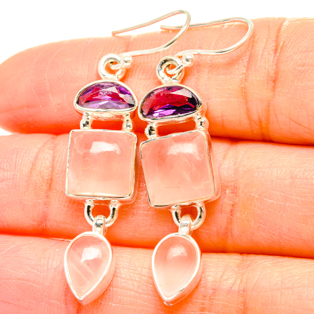 Rose Quartz Earrings handcrafted by Anasilvercos - EARR430587