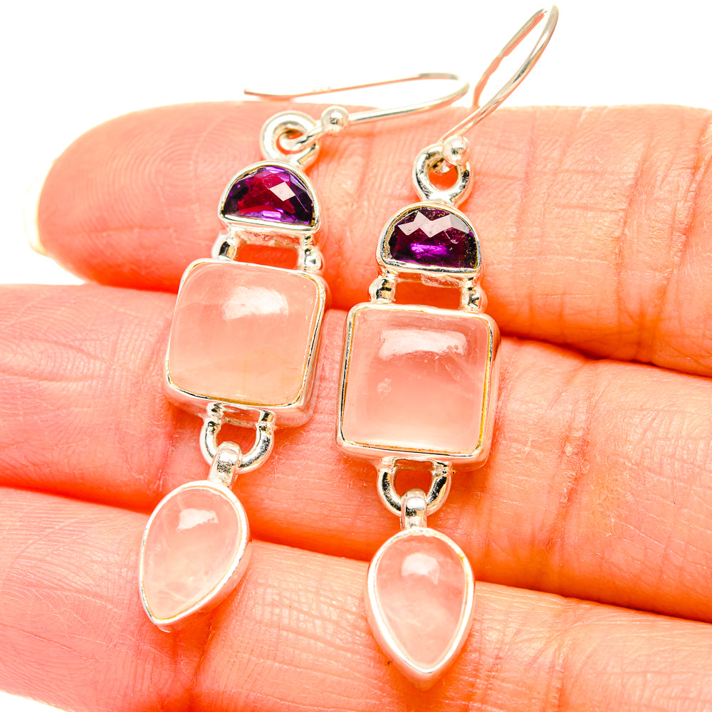 Rose Quartz Earrings handcrafted by Anasilvercos - EARR430590