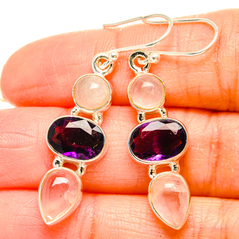 Rose Quartz Earrings handcrafted by Anasilvercos - EARR430593