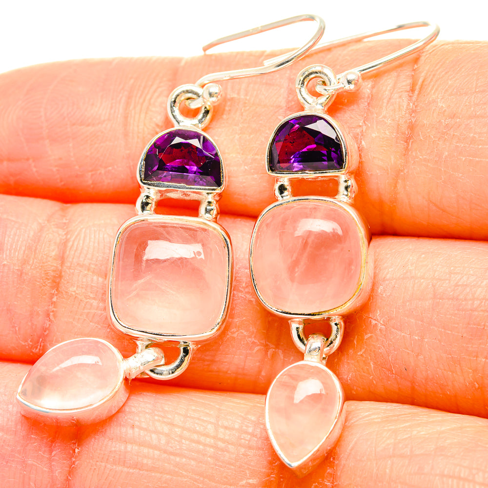 Rose Quartz Earrings handcrafted by Anasilvercos - EARR430609