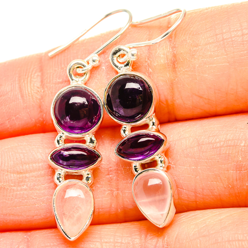 Rose Quartz Earrings handcrafted by Anasilvercos - EARR430611