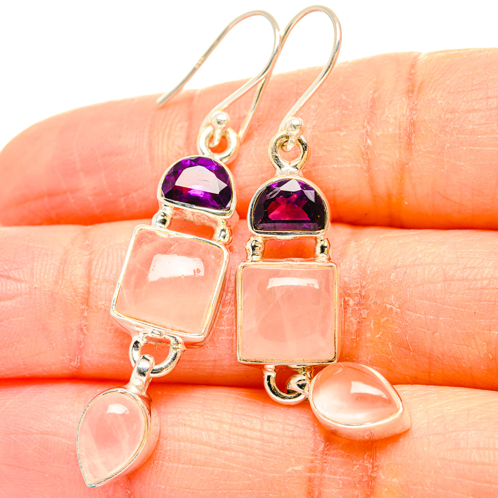 Rose Quartz Earrings handcrafted by Anasilvercos - EARR430618