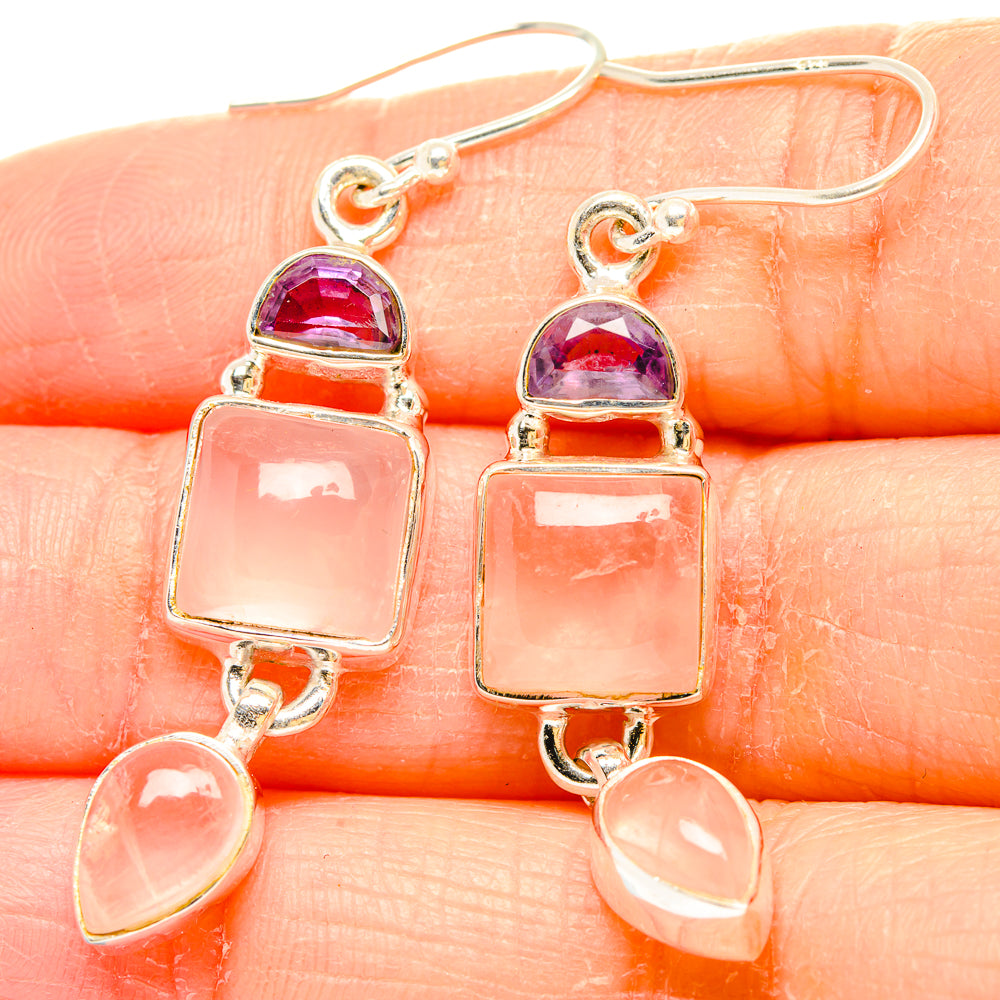 Rose Quartz Earrings handcrafted by Anasilvercos - EARR430620