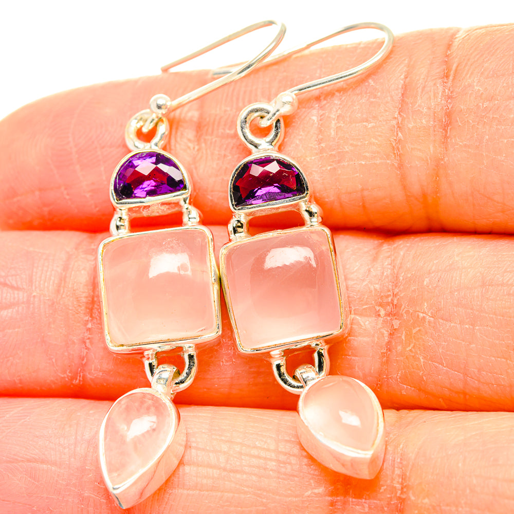 Rose Quartz Earrings handcrafted by Anasilvercos - EARR430628