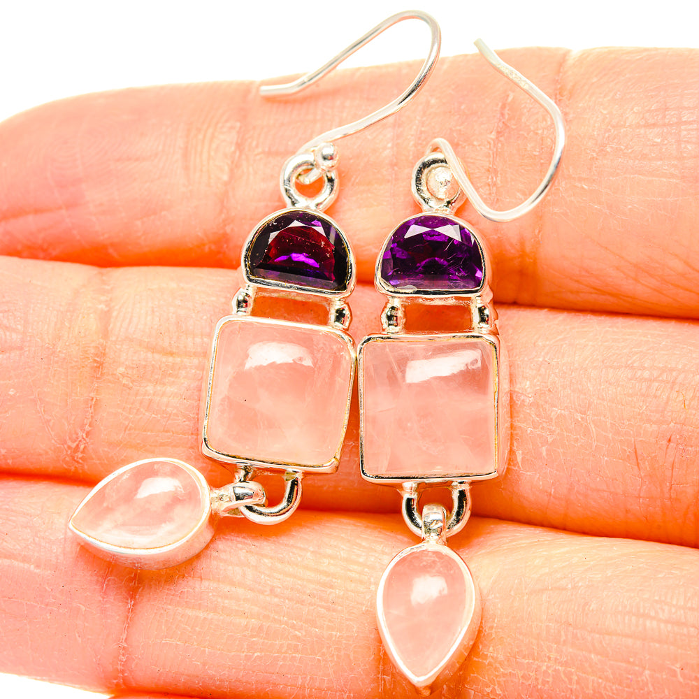 Rose Quartz Earrings handcrafted by Anasilvercos - EARR430652