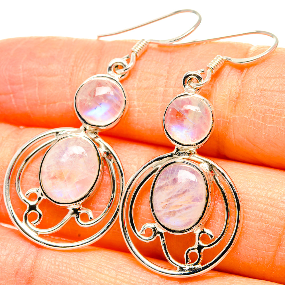 Rainbow Moonstone Earrings handcrafted by Anasilvercos - EARR430681