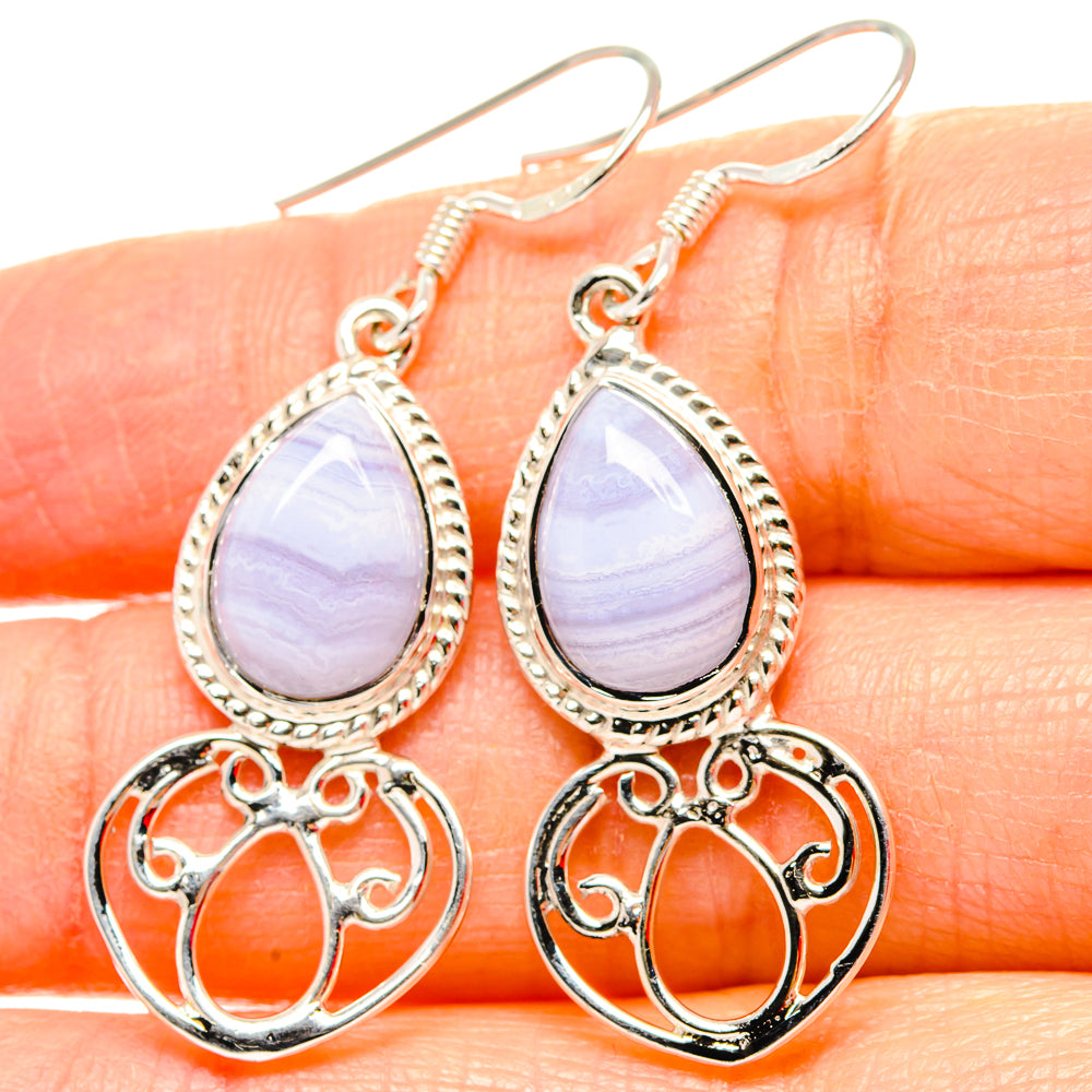 Blue Lace Agate Earrings handcrafted by Anasilvercos - EARR430688