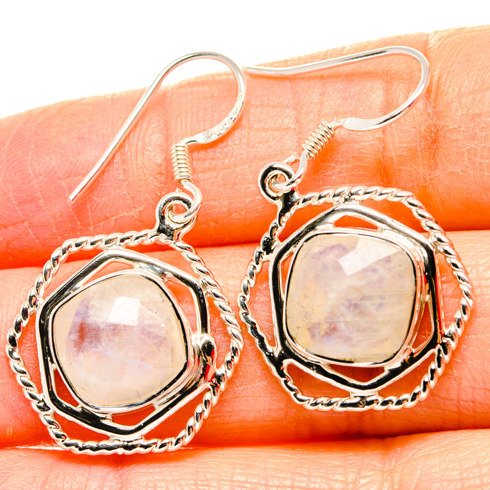 Rainbow Moonstone Earrings handcrafted by Anasilvercos - EARR430689