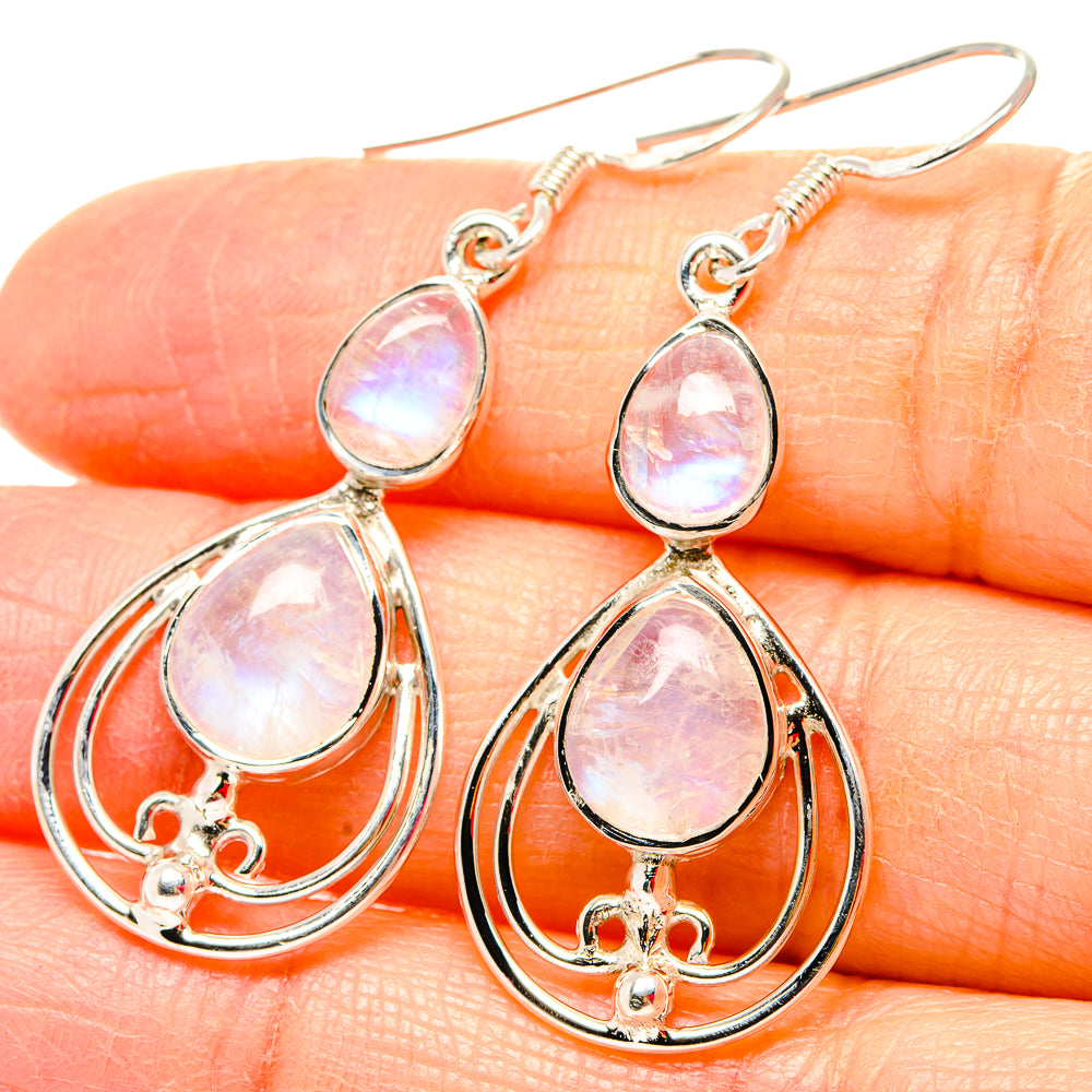 Rainbow Moonstone Earrings handcrafted by Anasilvercos - EARR430691