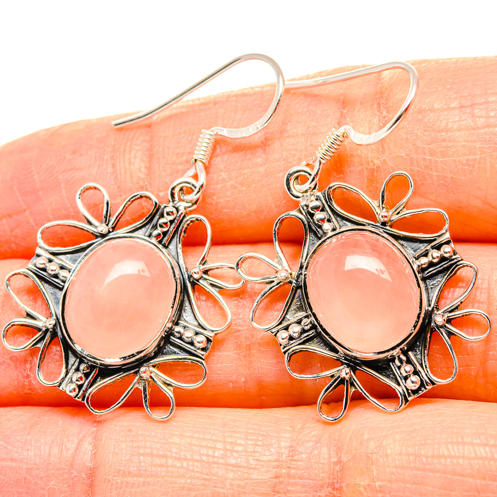 Rose Quartz Earrings handcrafted by Anasilvercos - EARR430698