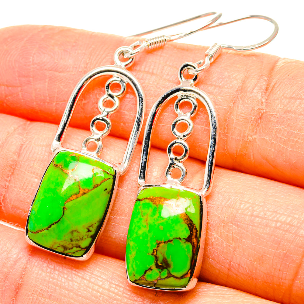 Green Copper Composite Turquoise Earrings handcrafted by Anasilvercos - EARR430699