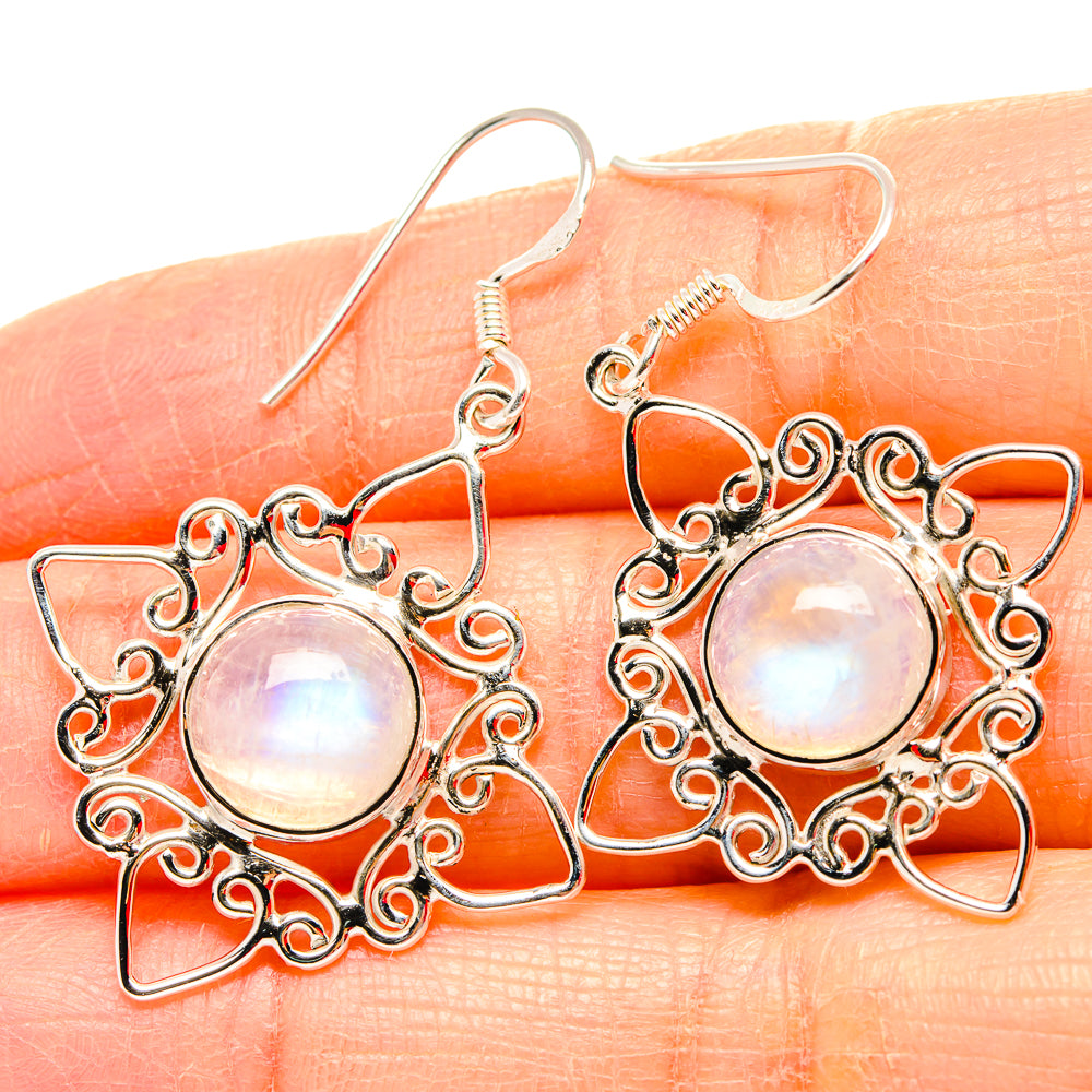 Rainbow Moonstone Earrings handcrafted by Anasilvercos - EARR430701