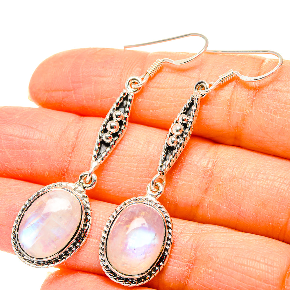 Rainbow Moonstone Earrings handcrafted by Anasilvercos - EARR430705