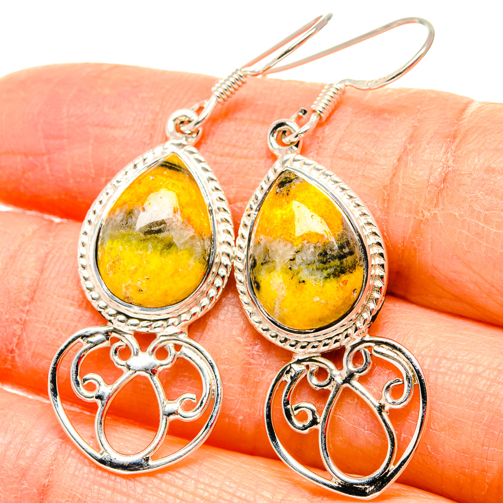 Bumble Bee Jasper Earrings handcrafted by Anasilvercos - EARR430707