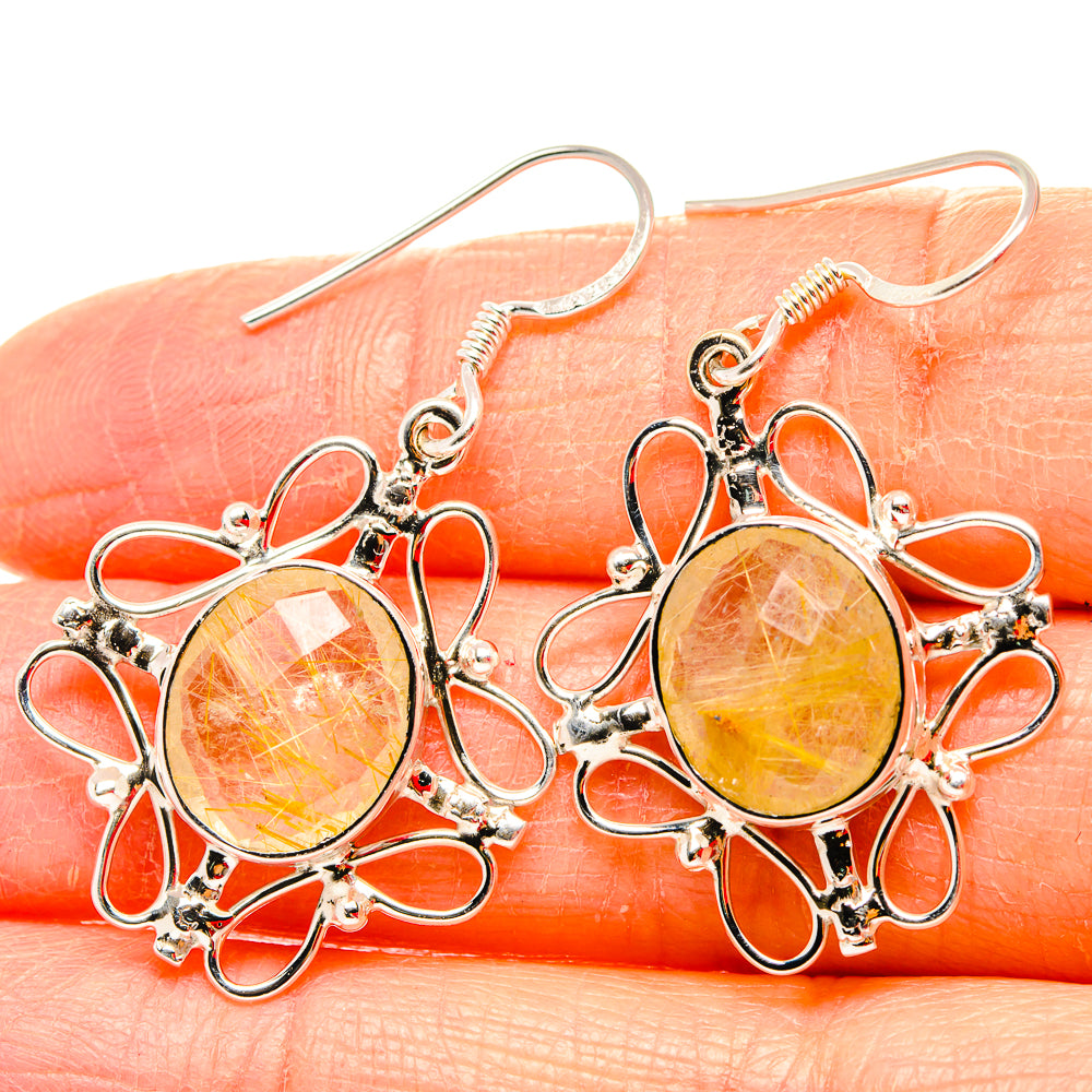 Rutilated Quartz Earrings handcrafted by Anasilvercos - EARR430709