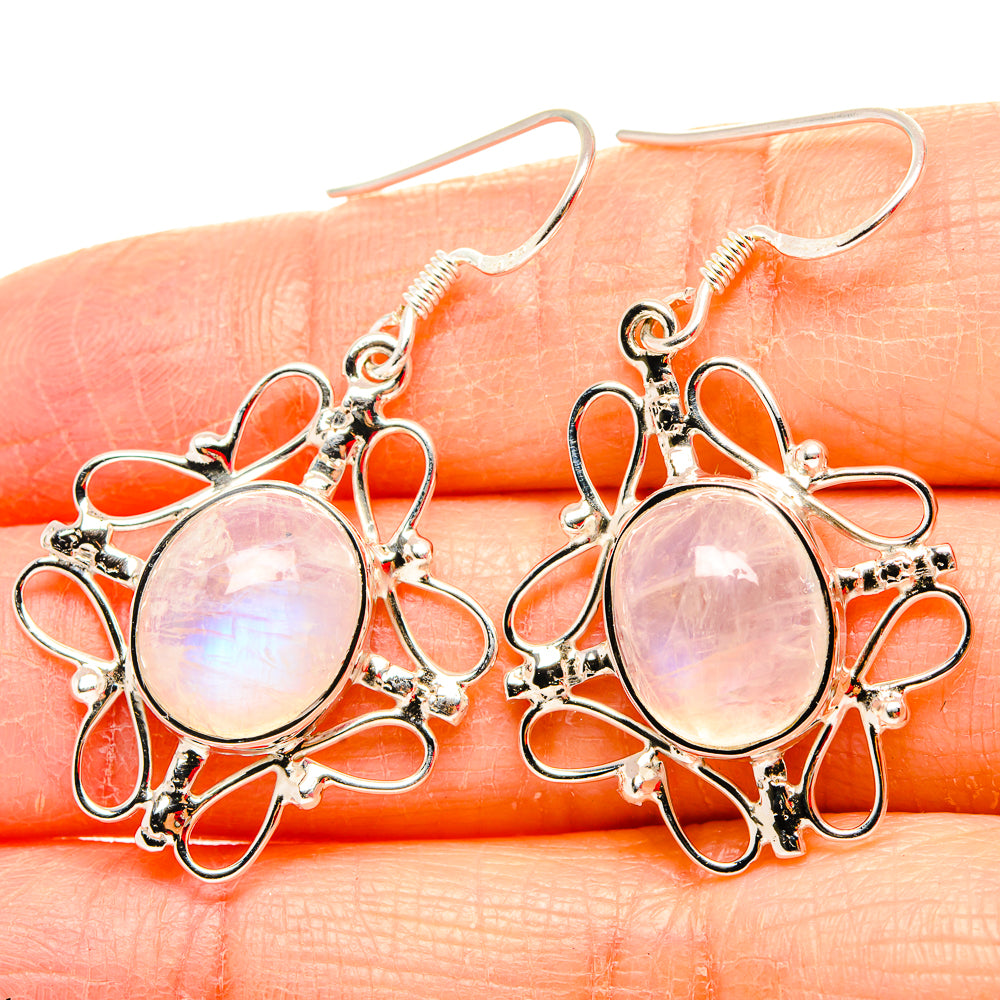 Rainbow Moonstone Earrings handcrafted by Anasilvercos - EARR430716