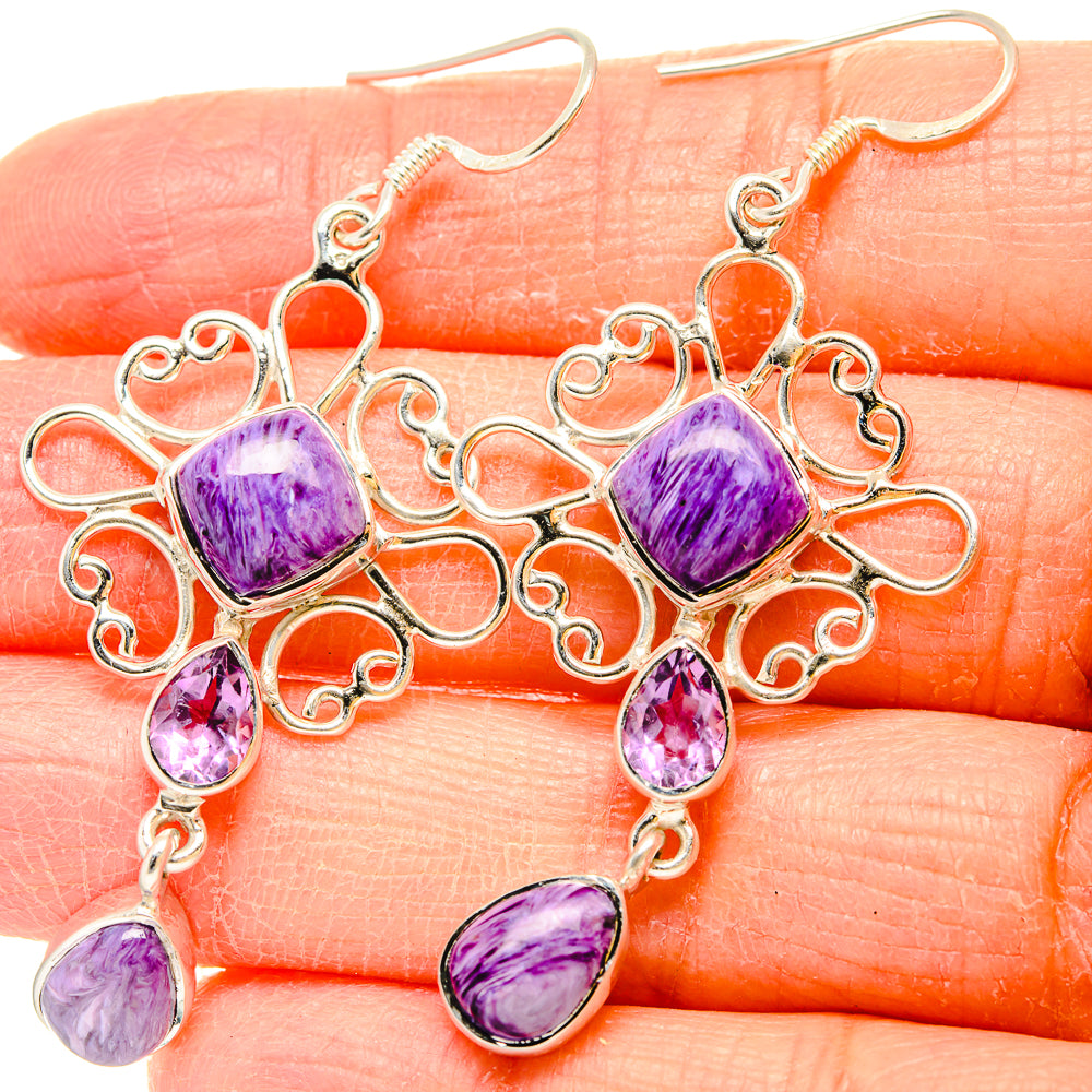 Charoite Earrings handcrafted by Anasilvercos - EARR430728