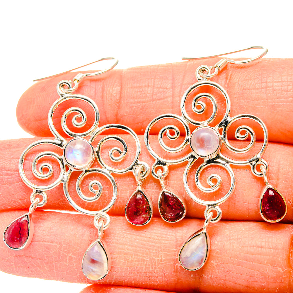 Rainbow Moonstone Earrings handcrafted by Anasilvercos - EARR430732