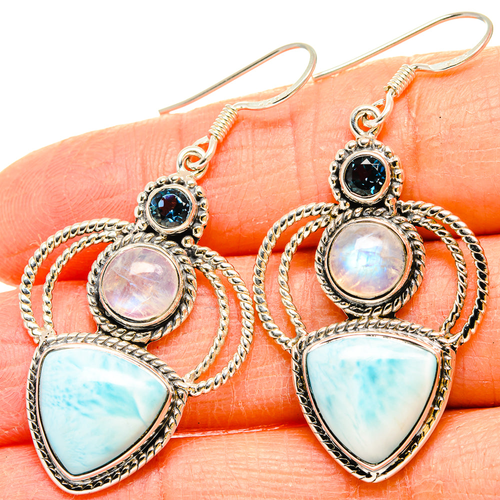 Larimar Earrings handcrafted by Anasilvercos - EARR430740