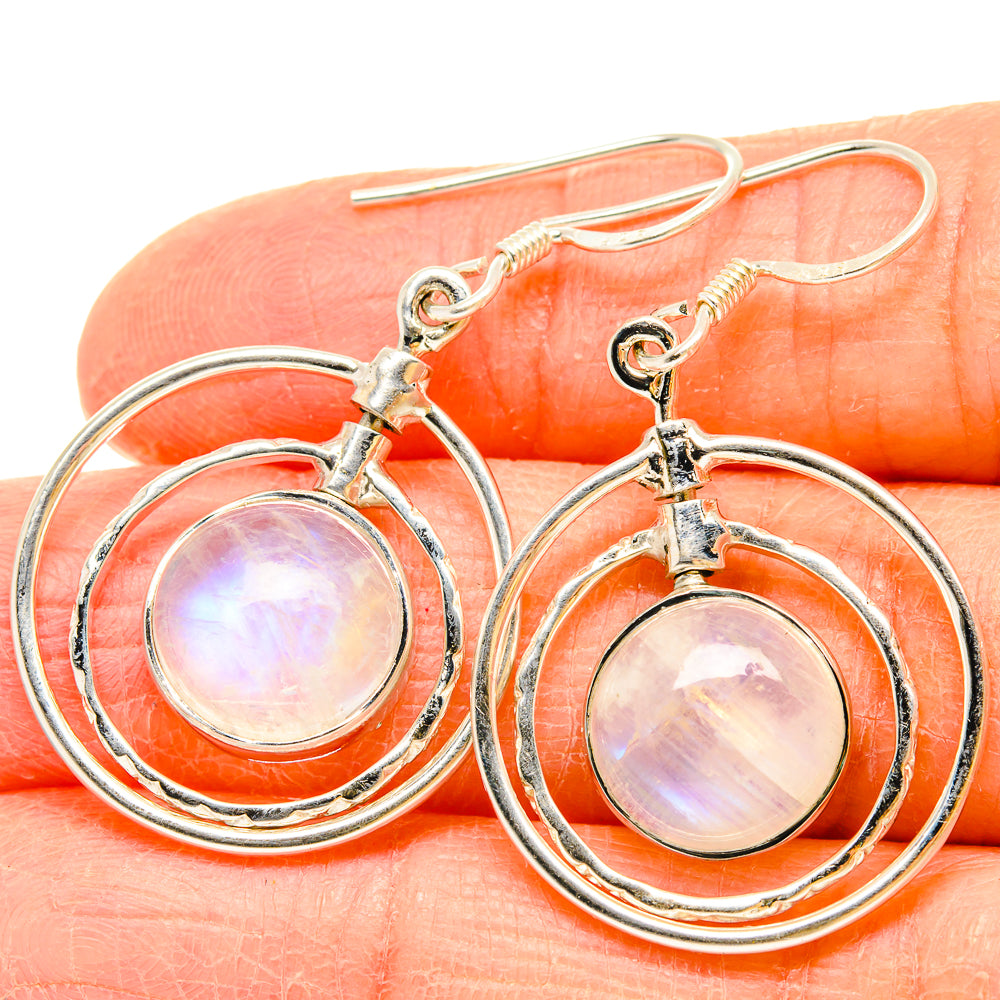 Rainbow Moonstone Earrings handcrafted by Anasilvercos - EARR430744