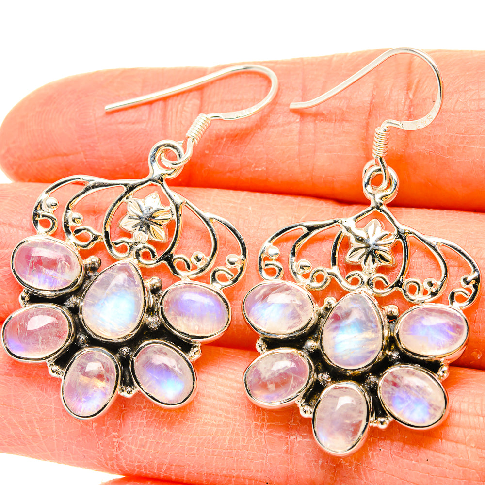 Rainbow Moonstone Earrings handcrafted by Anasilvercos - EARR430745