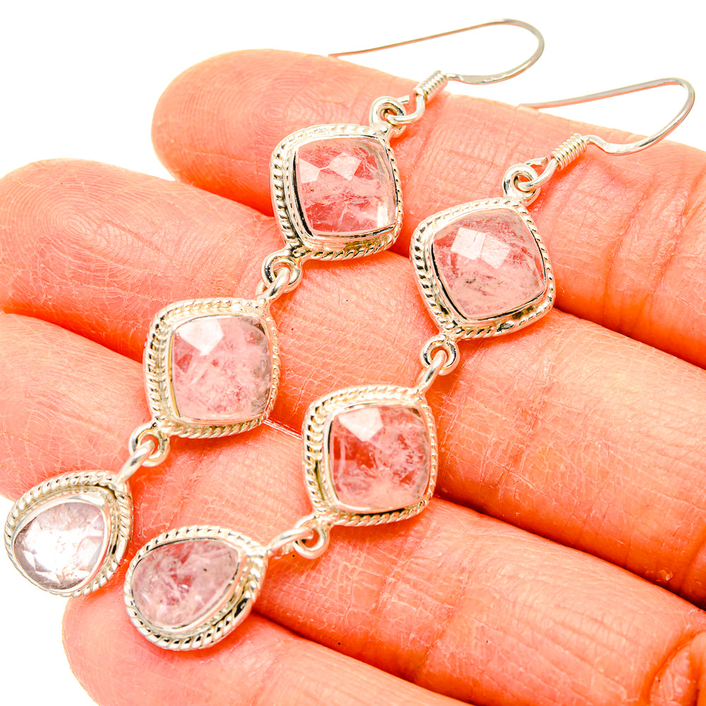 Rose Quartz Earrings handcrafted by Anasilvercos - EARR430752