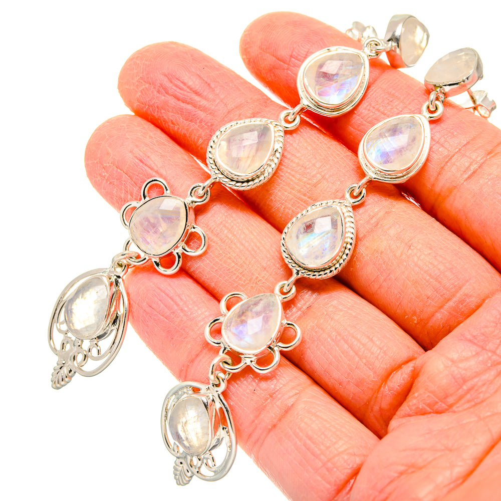 Rainbow Moonstone Earrings handcrafted by Anasilvercos - EARR430755