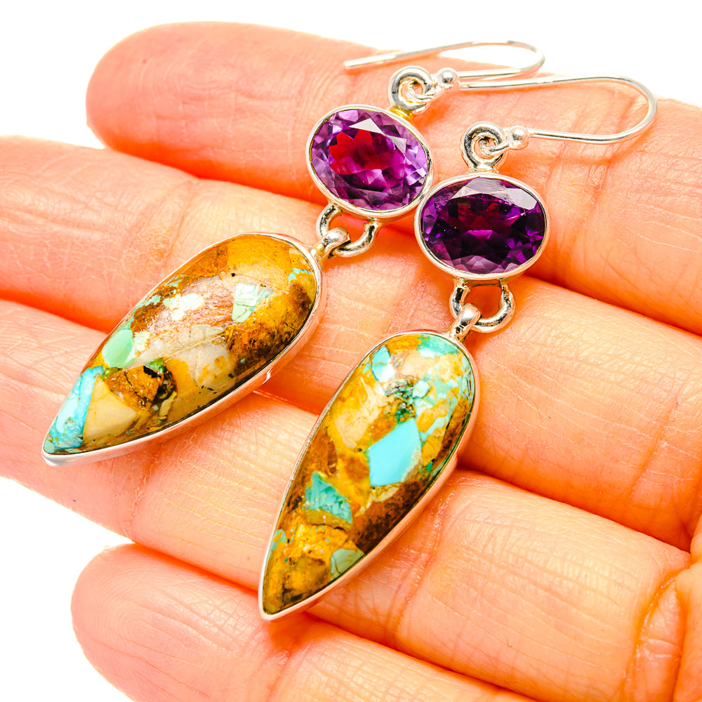 Kingman Mohave Turquoise Earrings handcrafted by Anasilvercos - EARR430758