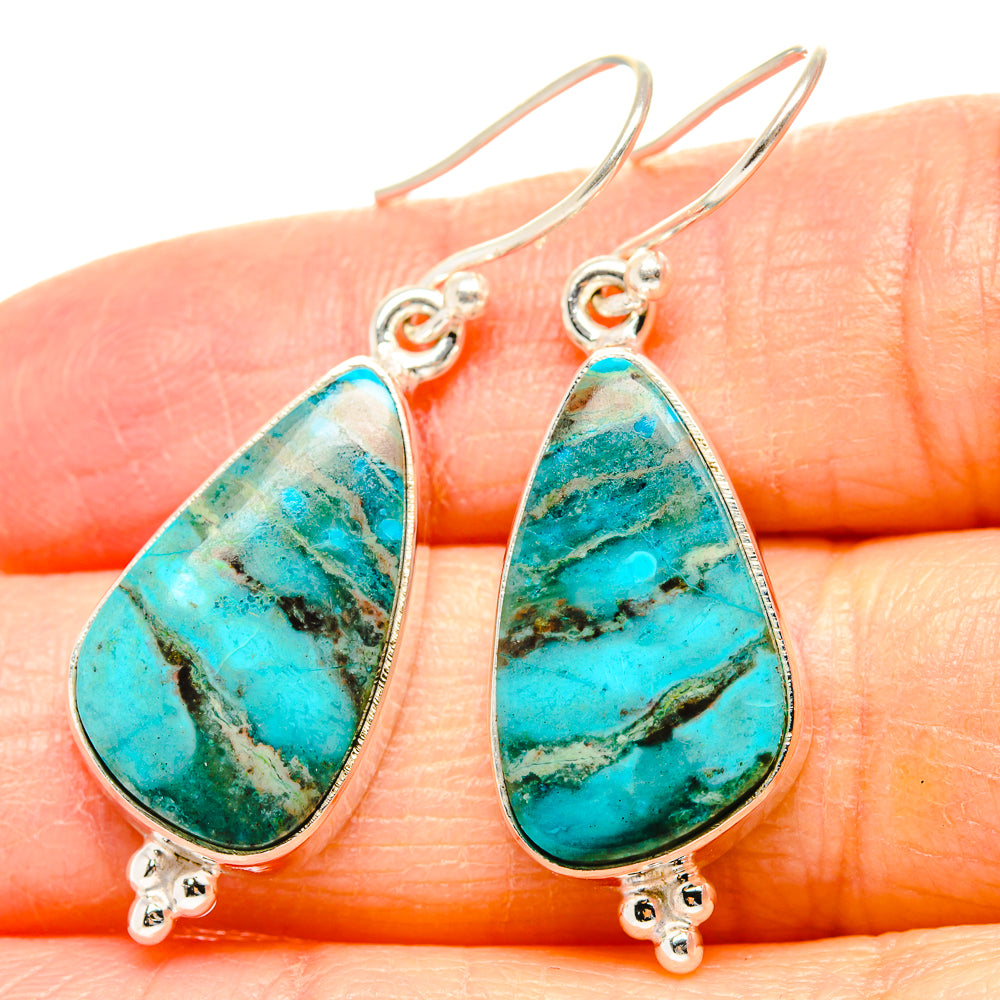 Kingman Mohave Turquoise Earrings handcrafted by Anasilvercos - EARR430759
