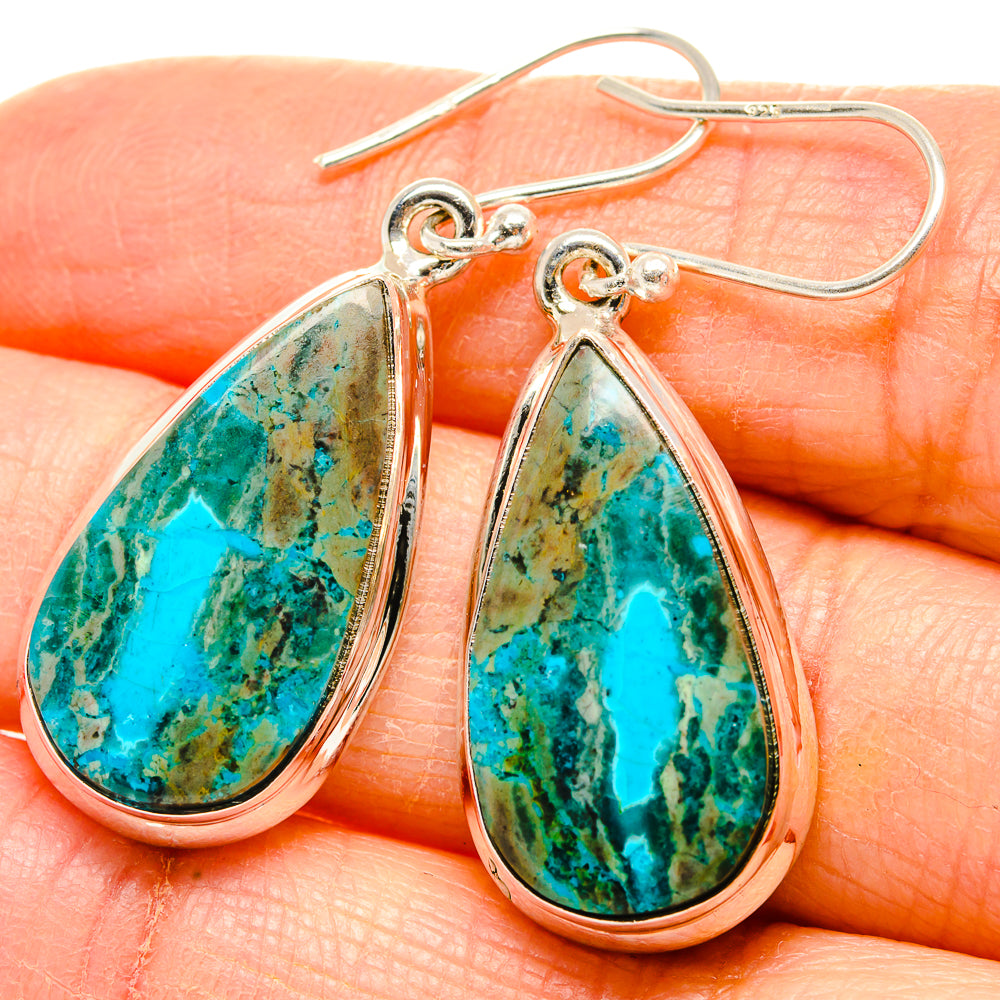Chrysocolla Earrings handcrafted by Anasilvercos - EARR430764