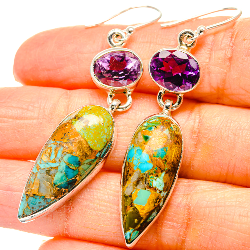 Kingman Mohave Turquoise Earrings handcrafted by Anasilvercos - EARR430765