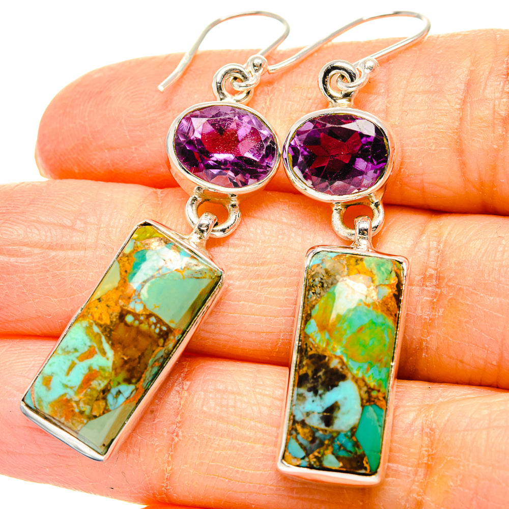Kingman Mohave Turquoise Earrings handcrafted by Anasilvercos - EARR430772