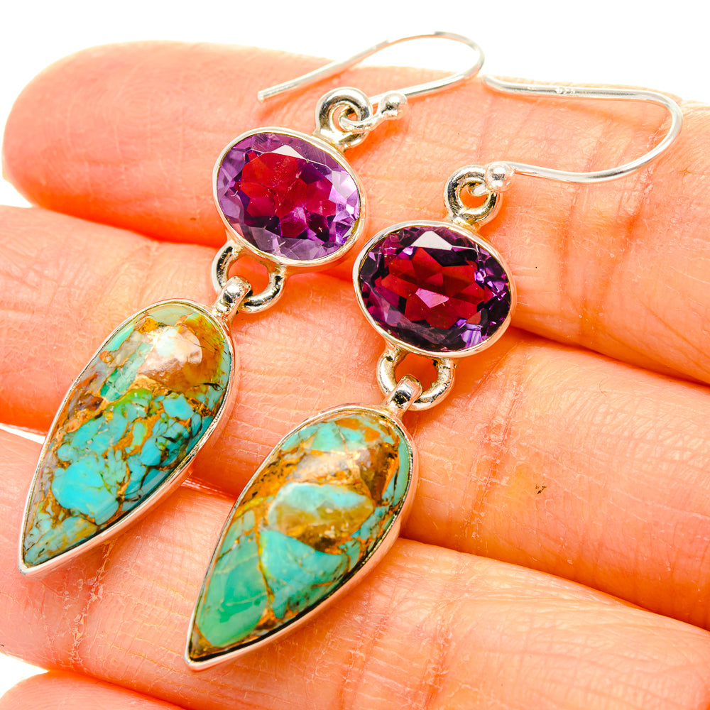 Kingman Mohave Turquoise Earrings handcrafted by Anasilvercos - EARR430775