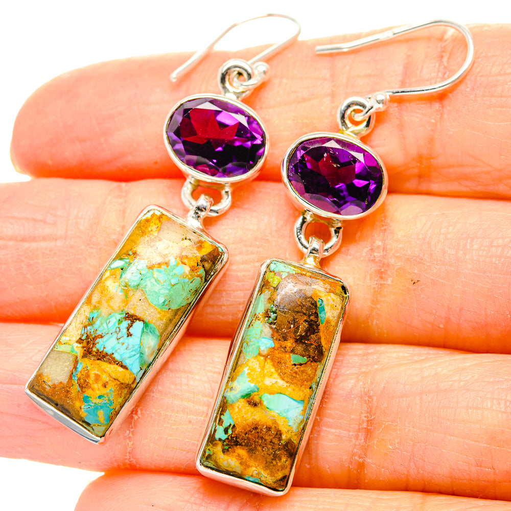 Kingman Mohave Turquoise Earrings handcrafted by Anasilvercos - EARR430776