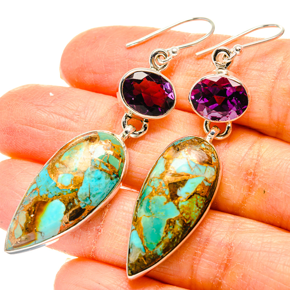 Kingman Mohave Turquoise Earrings handcrafted by Anasilvercos - EARR430778