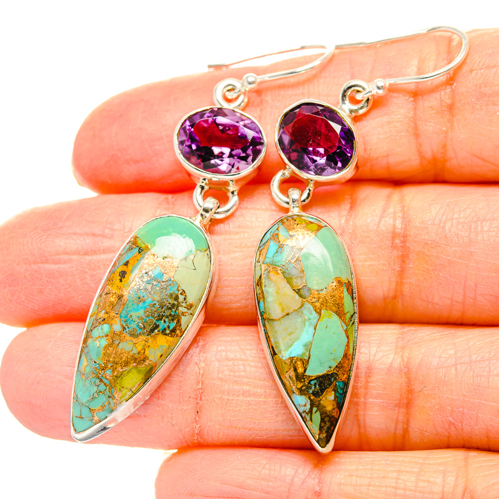 Kingman Mohave Turquoise Earrings handcrafted by Anasilvercos - EARR430783