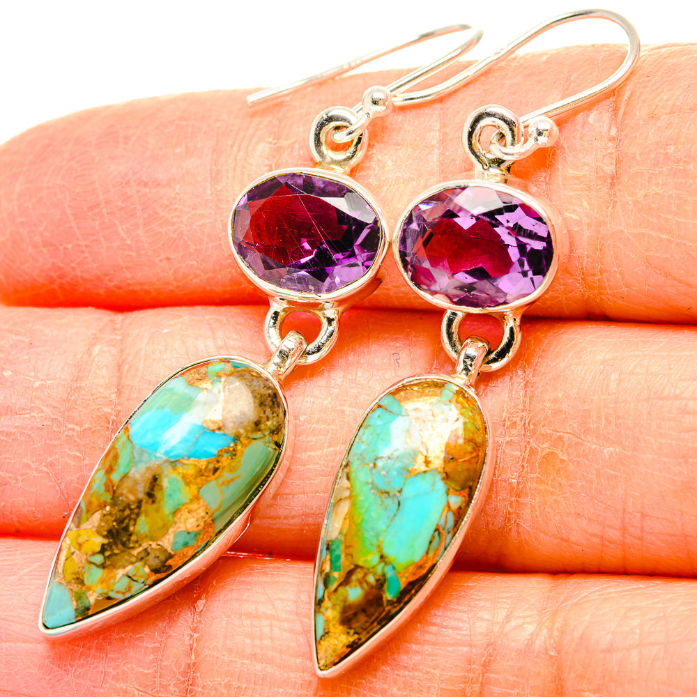 Kingman Mohave Turquoise Earrings handcrafted by Anasilvercos - EARR430793