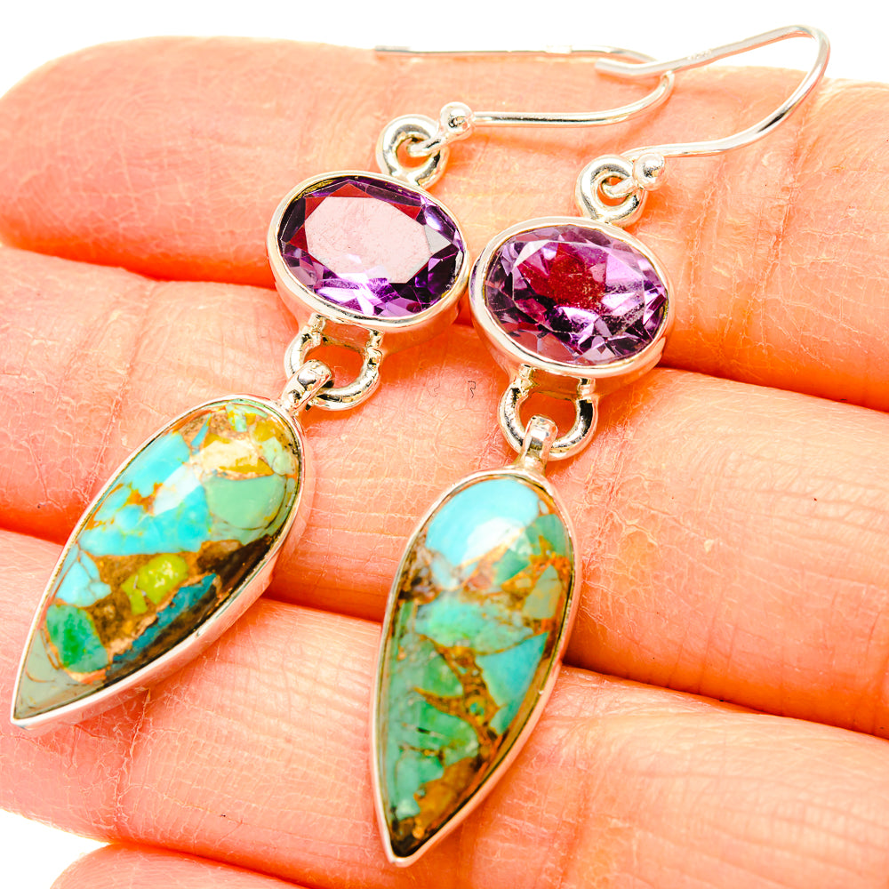 Kingman Mohave Turquoise Earrings handcrafted by Anasilvercos - EARR430801