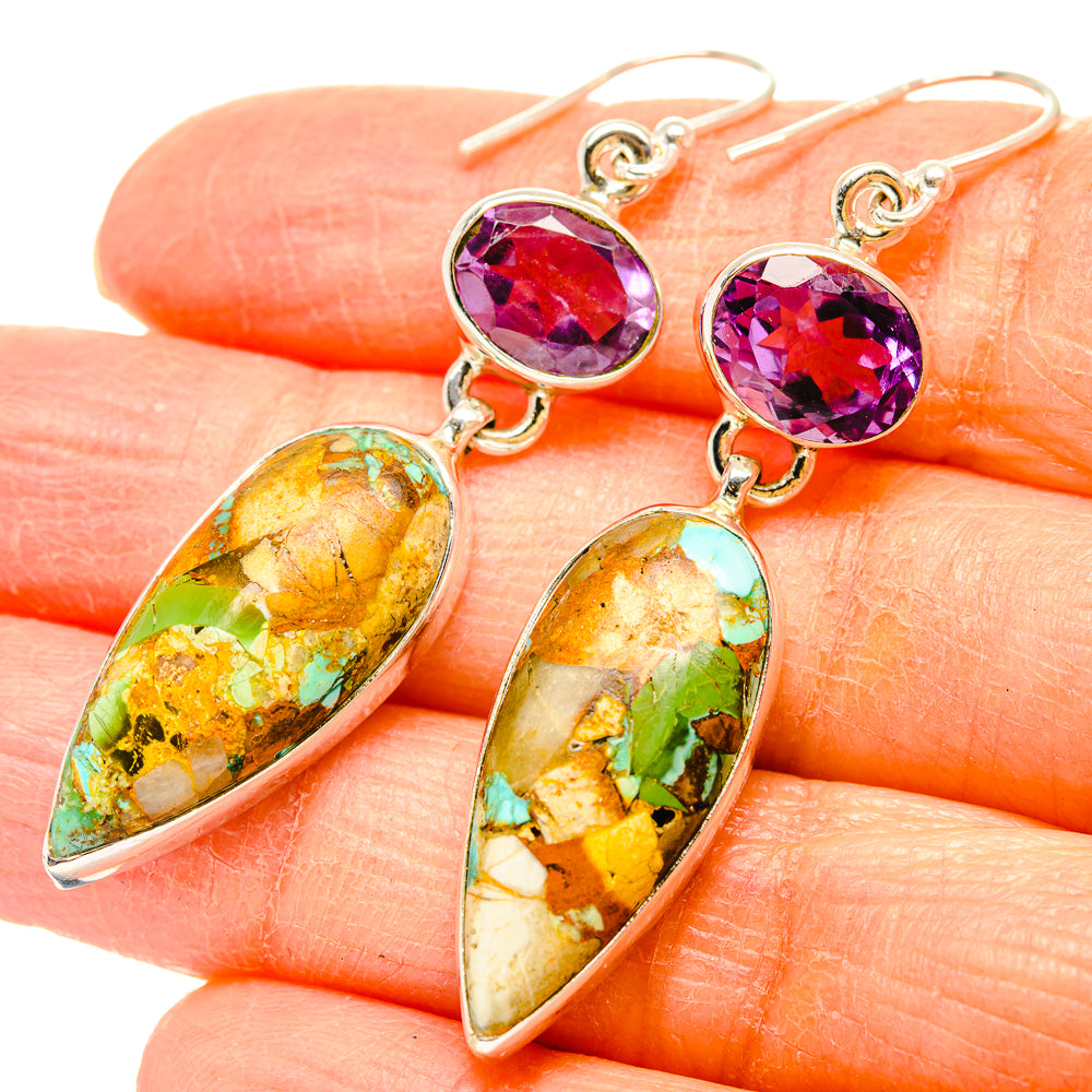 Kingman Mohave Turquoise Earrings handcrafted by Anasilvercos - EARR430806
