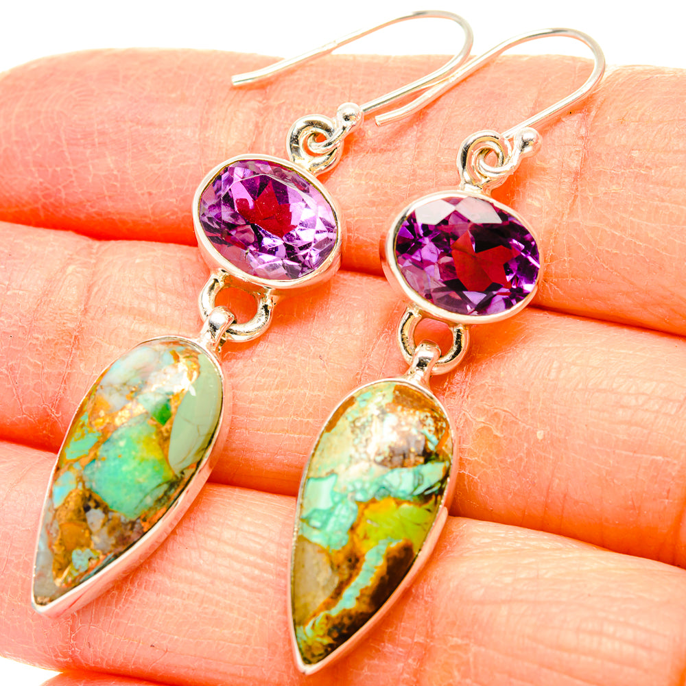 Kingman Mohave Turquoise Earrings handcrafted by Anasilvercos - EARR430811