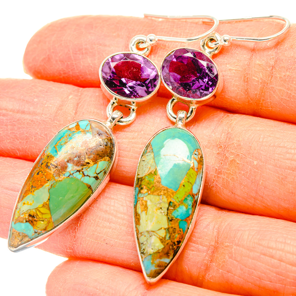 Kingman Mohave Turquoise Earrings handcrafted by Anasilvercos - EARR430818